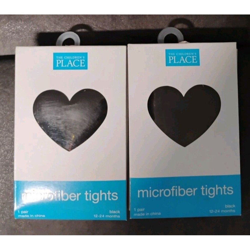 New Children's Place Black Microfiber Tights 12-24 Months Girls 1pair In Each Pk